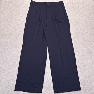 Halara Flex High Waisted Pocket Wide Leg Waffle Work Pants Large Blue Pleated